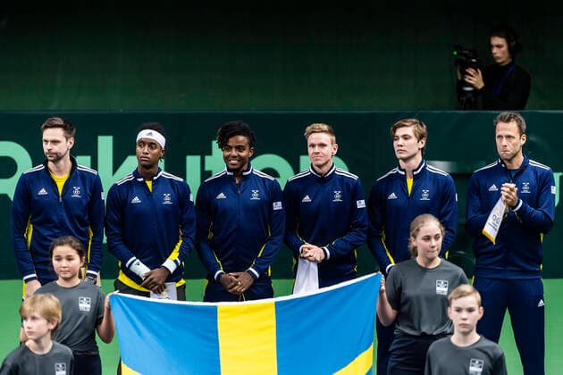 2020305 Team Sweden during the Davis Cup qualification tennis match between Sweden and Chile on March 6, 2020 in Stockholm. Photo: Simon Hastegard Bildbyran Kod SH 180191 tennis bbeng sweden sverige chile davis cup Copyright: SIMONxHASTEGARD BB200306SH003