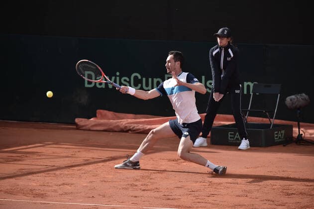Photo LaPresse Tocco Alessandro March 6, 2020 Cagliari - Italy TennisDavis Cup - Italy vs South Korea Gianluca Mager (ITA) vs Nam Ji sung (KOR) In the pic: Gianluca Mager  Copyright: xLaPresse AlessandroxToccox