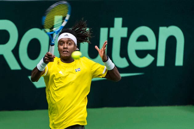 2020305 Mikael Ymer of Sweden during the Davis Cup qualification tennis match between Sweden and Chile on March 6, 2020 in Stockholm. Photo: Simon Hastegard Bildbyran Kod SH 180191 tennis bbeng sweden sverige chile davis cup Copyright: SIMONxHASTEGARD BB200306SH005