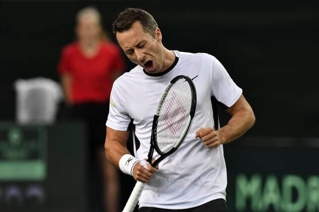 06.03.2020, GER, Davis Cup, Deutschland vs Weißrussland 06.03.2020, GER, Davis Cup, Deutschland vs Weißrussland , CASTELLO , Duesseldorf, im Bild picture shows Philipp Kohlschreiber (GER) Jubel Freude Emotion zeigt die Faust