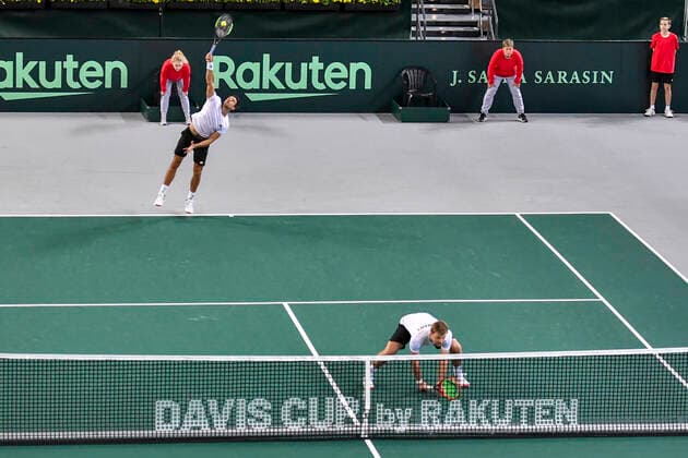 07.03.2020, GER, Davis Cup, Deutschland vs Weißrussland 07.03.2020, GER, Davis Cup, Deutschland vs Weißrussland , CASTELLO Düsseldorf, Duesseldorf im Bild picture shows Andreas Mies (GER) Kevin Krawietz (GER)