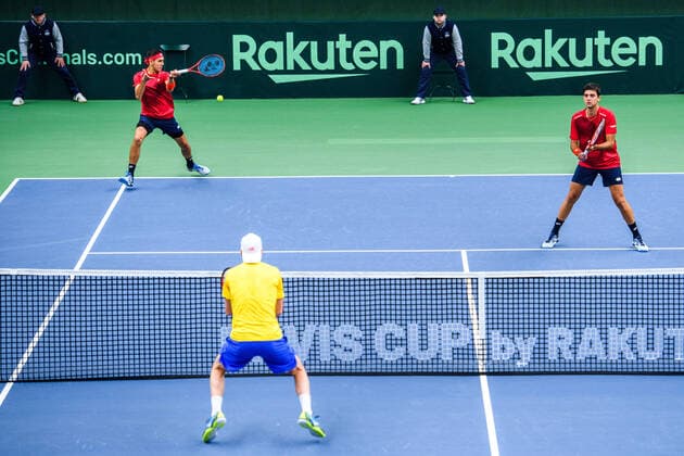 2020307 Alejandro Tabilo and Marcelo T Barrios Vera of Chile during a Davis Cup qualification tennis match between Sweden and Chile on March 7, 2020 in Stockholm. Copyright: ERIKxSIMANDER BB200307BB227