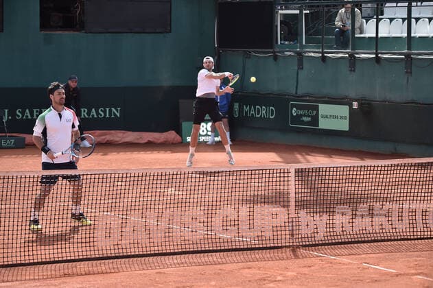 Tennis, Davis Cup, Italien - Südkorea Photo LaPresse Tocco Alessandro March 7, 2020 Cagliari - Italy TennisDavis Cup - Italy vs South Korea Simone Bolelli Fabio Fognini(ITA) c. Ji Sung Nam Min-Kyu Song (KOR)In The pic Simone Bolelli Fabio Fognini(ITA)  Copyright: xToccoxAlessandrox LaPressex