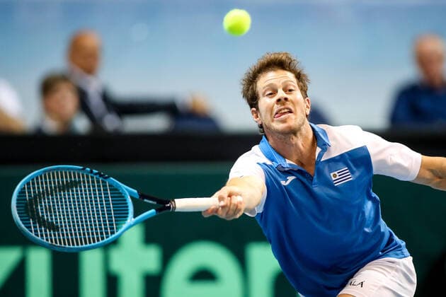 TENNIS - Davis Cup, AUT vs URU PREMSTAETTEN,AUSTRIA,07.MAR.20 - TENNIS - ITF Davis Cup, Austria vs Uruguay. Image shows Ariel Behar (URU). GEPAxpictures xMaticxKlansek