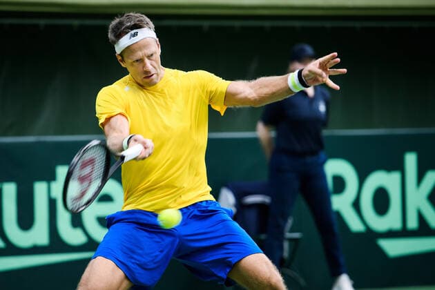 200307 Robert Lindstedt of Sweden during a Davis Cup qualification tennis match between Sweden and Chile on March 7, 2020 in Stockholm. Copyright: ERIKxSIMANDER BB200307BB495