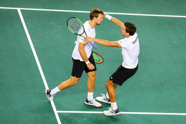 Kevin KRAWIETZ (GER) und Andreas MIES (GER), Davis Cup Qualifikation 2020 - Deutschland vs. Weißrussland, Düsseldorf, 07.03.2020,