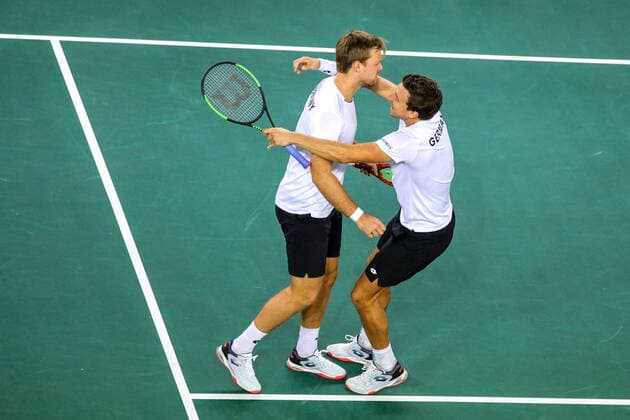 Kevin KRAWIETZ (GER) und Andreas MIES (GER), Davis Cup Qualifikation 2020 - Deutschland vs. Weißrussland, Düsseldorf, 07.03.2020,