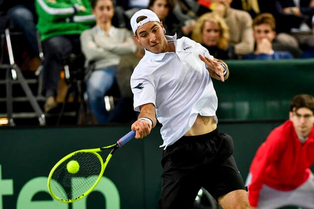 07.03.2020, GER, Davis Cup, Deutschland vs Weißrussland 07.03.2020, GER, Davis Cup, Deutschland vs Weißrussland , CASTELLO Düsseldorf, Duesseldorf im Bild picture shows Jan-Lennard Struff (GER)