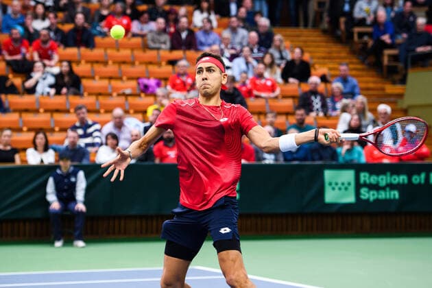 200307 Alejandro Tabloi of Chile during a Davis Cup qualification tennis match between Sweden and Chile on March 7, 2020 in Stockholm. Copyright: ERIKxSIMANDER BB200307BB702