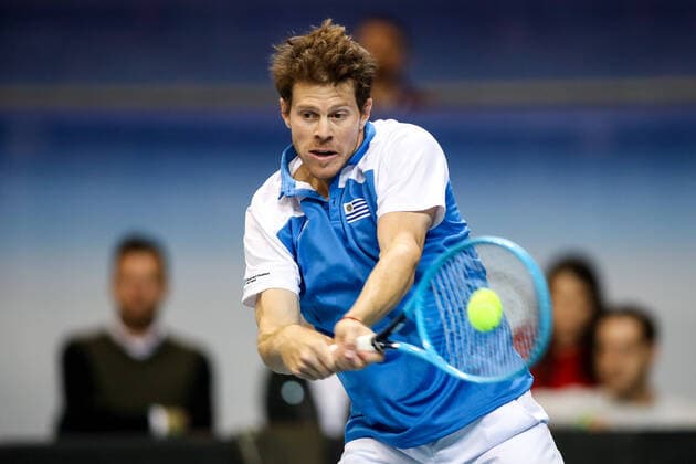TENNIS - Davis Cup, AUT vs URU PREMSTAETTEN,AUSTRIA,07.MAR.20 - TENNIS - ITF Davis Cup, Austria vs Uruguay. Image shows Ariel Behar (URU). GEPAxpictures xMaticxKlansek