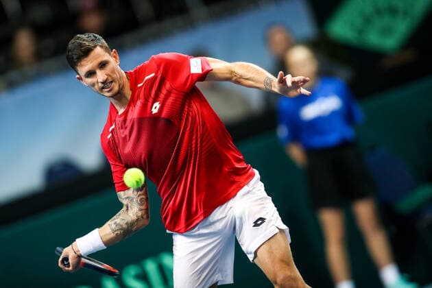 TENNIS - Davis Cup, AUT vs URU PREMSTAETTEN,AUSTRIA,07.MAR.20 - TENNIS - ITF Davis Cup, Austria vs Uruguay. Image shows Dennis Novak (AUT). GEPAxpictures xMaticxKlansek