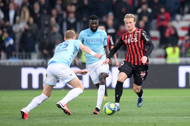 09 KASPER DOLBERG (NICE) - 06 TIEMOUE BAKAYOKO (MONA) FOOTBALL : Nice vs Monaco - Ligue 1 Conforama - 07 03 2020 FEP Panoramic 