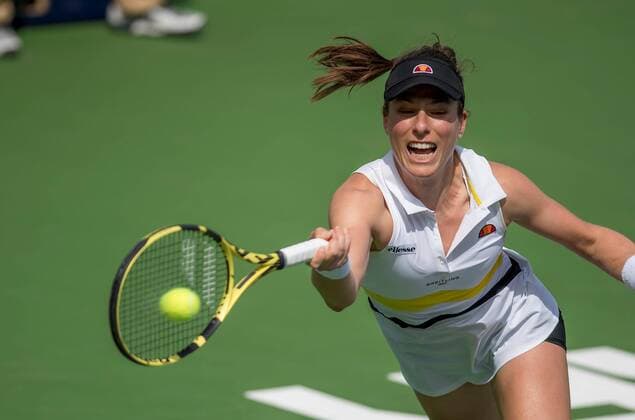 English tennis player Johanna Konta in action against Czech Marie Bouzkova during a match for the semifinals of the Monterrey Tennis Open, in Monterrey, Mexico, 07 March 2020. Monterrey Open Semifinals !ACHTUNG: NUR REDAKTIONELLE NUTZUNG!  Copyright: xMiguelxSierrax AME2211 20200308-637192303705764342
