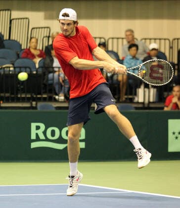 March 7, 2020 - Tommy Paul (USA) returns volley during Davis Cup by Rakuten Qualifier dead rubber match between Denis Istomin (UZB) and Tommy Paul (USA) at the Neal Blaisdell Center in Honolulu, HI - CSM Honolulu USA - ZUMAc04_ 20200307_zaf_c04_324 Copyright: xMichaelxSullivanx