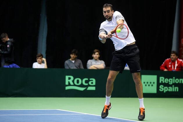 Davis Cup Cilic vs Nagal - Zagreb, Croatia 07.03.2020., Dom Sportova Hall, Zagreb, Croatia - Davis Cup first round Qualifiers between Croatia and India, Marin Cilic vs Sumit Nagal. GoranxStanzl PIXSELL