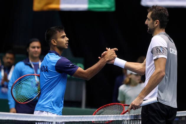 Davis Cup Cilic vs Nagal - Zagreb, Croatia 07.03.2020., Dom Sportova Hall, Zagreb, Croatia - Davis Cup first round Qualifiers between Croatia and India, Marin Cilic vs Sumit Nagal. GoranxStanzl PIXSELL