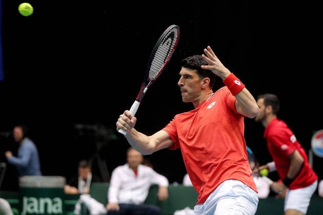 Davis Cup qualifiers doubles - Zagreb, Croatia 07.03.2020., Dom Sportova Hall, Zagreb, Croatia - Davis Cup first round Qualifiers doubles between Croatia and India, Mate Pavic, Franko Skugor - Rohan Bopanna, Leander Paes. GoranxStanzl PIXSELL