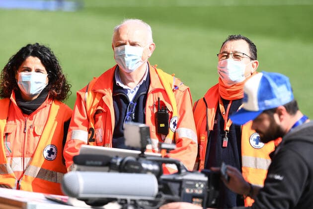 Mg Parma 08 03 2020 - campionato di calcio serie A Parma-Spal foto Matteo Gribaudi Image nella foto: personale sanitario-tv 