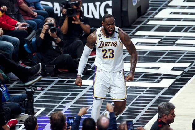 Bilder des Jahres 2020, Sport 03 März March 8, 2020, Los Angeles, California, U.S: Los Angeles LakersÃ¢â‚¬â ¢ LeBron James (23) reacts after scoring and drawing a foul during an NBA, Basketball Herren, USA basketball game between the Los Angeles Clippers and Los Angeles Lakers, Sunday, March 8, 2020, in Los Angeles. Los Angeles U.S. - ZUMAc68_ 20200308_zaf_c68_063 Copyright: xRingoxChiux