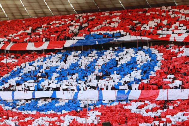 FC Bayern München, 120 Jahre , Choreographie, Fans, Fanblock, Südkurve Fussball Allianz Arena München FC Bayern München - FC Augsburg 08.04.2020