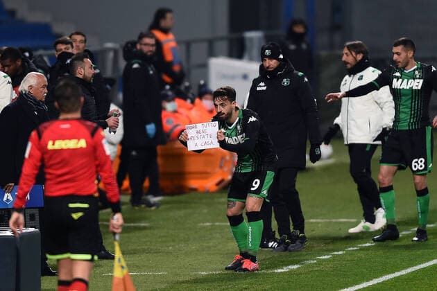 Bilder des Jahres 2020, Sport 03 März Sport Themen der Woche KW11 Sport Bilder des Tages Db Reggio Emilia 09 03 2020 - campionato di calcio serie A Sassuolo-Brescia foto Daniele Buffa Image nella foto: esultanza gol Francesco Caputo 