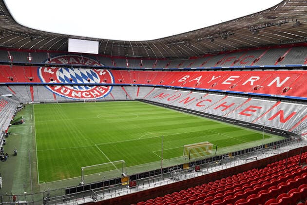 Drohen nun auch dem FC Bayern Geisterspiele in der Allianz Arena wegen des grassierenden Coronavirus Covid-19? Archivfoto: leere Allianz Arena, Stadion,Sportstaette,Innenraum,leere Raenge,leer.Uebersicht,FC Bayern Muenchen, am 27.08.2018.