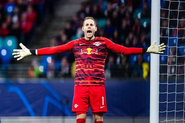 Peter Gulacsi ( 32 RB Leipzig) mit Emotionen waehrend des Achtelfinale Runde 2 von 2 - Saison 2019-2020 in der Champions League (Herren) zwischen RB Leipzig und Tottenham Hotspur Spurs in der Red Bull Arena am 10. March 2020 in Leipzig, Sachsen (Saxony), Deutschland (Germany) (DFL REGULATIONS PROHIBIT ANY USE OF PHOTOGRAPHS AS IMAGE SEQUENCES AND OR QUASI-VIDEO)