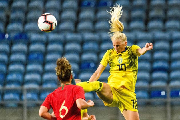 200310 Sofia Jakobsson of Sweden during the Algarve Cup match between Portugal and Sweden on March 10, 2020 in Faro. Photo: Ludvig Thunman BILDBYRAN kod LT 35758 bbeng fotboll soccer football women dam algarve cup 2020 portugal sweden sverige Copyright: LUDVIGxTHUNMAN BB200310LT025