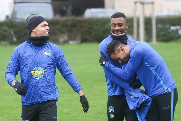 Karim Rekik, Salomon Kalou und Matheus Cunha beim Training von Hertha BSC auf dem Hans Braun Sportplatz am 11.03.20 in Berlin Hertha BSC Training