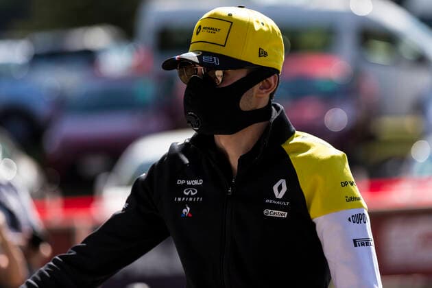 12th March 2020; Melbourne Grand Prix Circuit, Melbourne, Victoria, Australia; Formula One, Australian Grand Prix, Practice Day; Renault driver Esteban Ocon wears a mask to protect himself from the COVID-19 virus  ActionPlus12217033 StephenxBlackberry