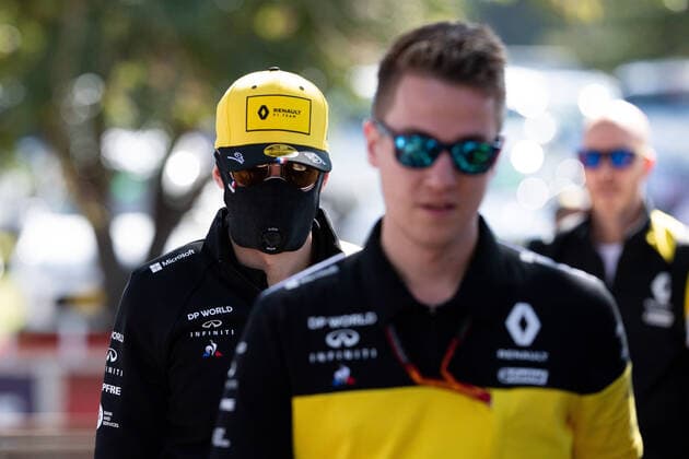 MELBOURNE, AUSTRALIA - MARCH 12: Renault F1 Team driver Esteban Ocon wearing a mask for protection against Coronavirus disease (COVID-19) at The Australian Formula One Grand Prix on March 12, 2020, at The Melbourne Grand Prix Circuit in Albert Park, Australia. (Photo by Speed Media Icon Sportswire) AUTO: MAR 12 F1 - Australian Grand Prix Icon20031200031