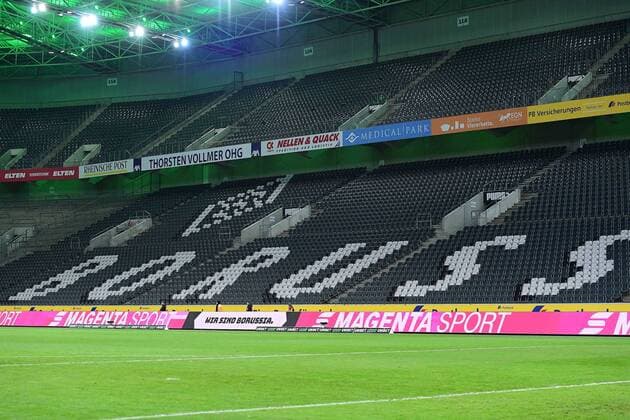 Fußball 1. Bundesliga 21. Spieltag Borussia Mönchengladbach - 1. FC Köln am 11.03.2020 im Borussia-Park in Mönchengladbach Leere Ränge Sitzreihen im Borussia-Park DFL regulations prohibit any use of photographs as image sequences and or quasi-video.