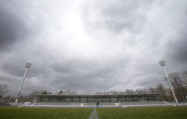 Fußball, Stadiongeschichte Stuttgarter Kickers Stuttgart , Fußball Pressekonferenz Stuttgarter Kickers , Überischt Leeres Stadion