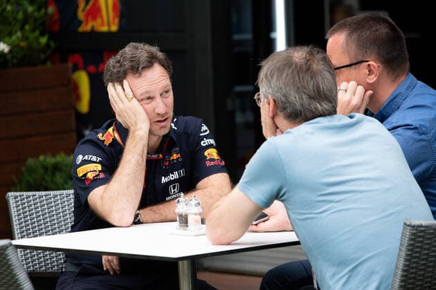 MELBOURNE, AUSTRALIA - MARCH 13: Team Principal of the Red Bull Racing Christian Horner at The Australian Formula One Grand Prix on March 13, 2020, at The Melbourne Grand Prix Circuit in Albert Park, Australia. (Photo by Speed Media Icon Sportswire) AUTO: MAR 13 F1 - Australian Grand Prix Icon20031300491