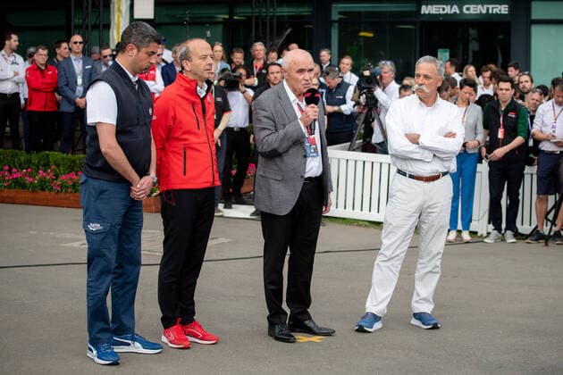 Michael Masi (Renndirektor), Andrew Westacott (CEO Australian Grand Prix Corporation), Paul Little (Australian Grand Prix Corporation), Chase Carey (Chairman Formula One Group Liberty Media), Formel 1, Grosser Preis von Australien, Albert Park Circuit Melbourne, Absage des Rennen, 13.03.2020. Formel 1, Grosser Preis von Australien, Albert Park Circuit Melbourne, Absage des Rennen, 13.03.2020 Melbourne Copyright: xMemmlerx Eibner-Pressefotox EP_mmr