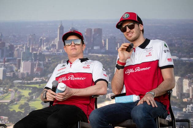 Kimi Raikkoenen (Alfa Romeo Racing Orlen) und Antonio Giovinazzi (Alfa Romeo Racing Orlen) beim Fantalk, Formel 1, Grosser Preis von Australien, Albert Park Circuit Melbourne, Media Day, 12.03.2020. Formel 1, Grosser Preis von Australien, Albert Park Circuit Melbourne, 12.03.2020 Melbourne Copyright: xMemmlerx Eibner-Pressefotox EP_mmr