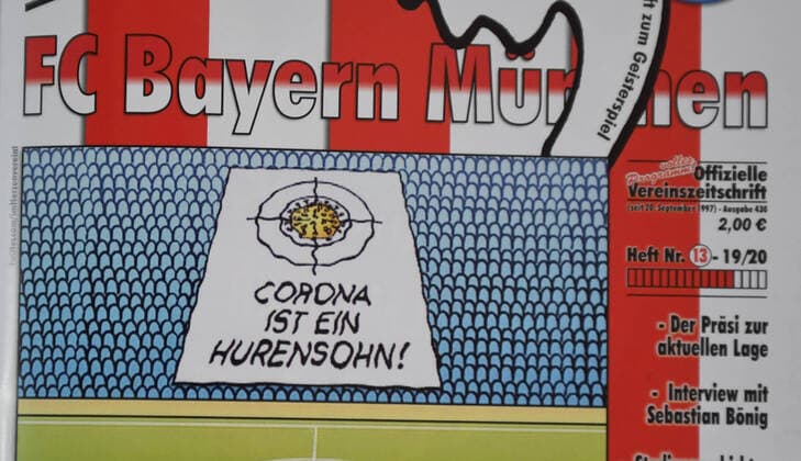 Fussball, Herren, Saison 2019 2020 (26. Spieltag, 1. Bundesliga, Geisterspiel zwischen dem 1. FC Union Berlin und dem FC Bayern München, Offizielles Programmheft zum Spiel, das Heft zum Geisterspiel, auf dem Cover Corona ist ein Hurensohn !, 13.03. 2020, *** Football, Men, Season 2019 2020 26 Matchday, 1 Bundesliga, Ghost game between 1 FC Union Berlin and FC Bayern Munich, Official program of the game, the ghost game, on the cover Corona is a son of a bitch , 13 03 2020, Copyright: xMatthiasxKochx