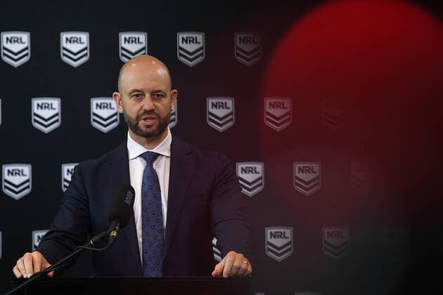 NRL CORONAVIRUS PRESSER, NRL CEO Todd Greenberg speaks to the media in Sydney, Sunday, March 15, 2020. ( NO ARCHIVING, EDITORIAL USE ONLY, NO USE IN BOOKS WITHOUT CONSENT SYDNEY NSW AUSTRALIA  Copyright: xJOELxCARRETTx 98022956st