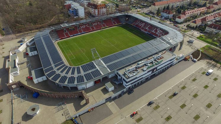 HFC Spielstätte Erdgas Sportpark Luftaufnahme , Drohnenaufnahme , DJI Inspire 1 Copyright: xVIADATAx xHolgerxJohnx Halle Saale Sachsen-Anhalt Deutschland