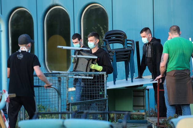 Zagreb: Dinamo fans help evacuate Dubrava Clinical Center 18.03.2020., Croatia, Zagreb - Dinamo fans, the Bad Blue Boys, have been urged to help move things out of KB Dubrava Hospital, which becomes a respiratory center in Zagreb during the coronavirus epidemic. EmicaxElvedji PIXSELL