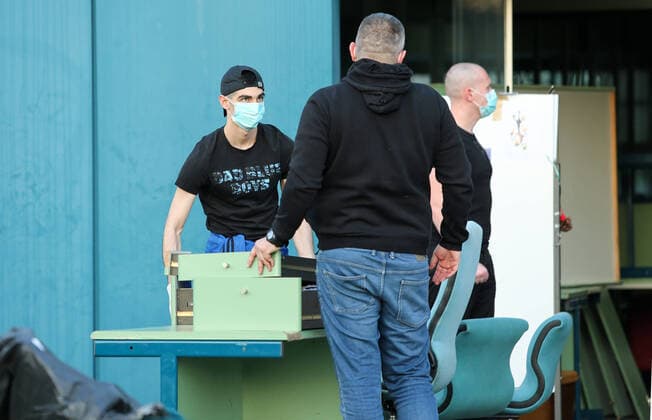 Zagreb: Dinamo fans help evacuate Dubrava Clinical Center 18.03.2020., Croatia, Zagreb - Dinamo fans, the Bad Blue Boys, have been urged to help move things out of KB Dubrava Hospital, which becomes a respiratory center in Zagreb during the coronavirus epidemic. EmicaxElvedji PIXSELL