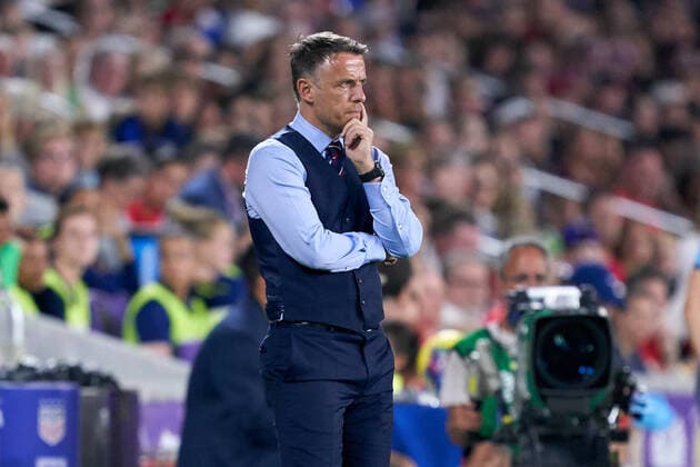 March 5, 2020, Orlando, FL, USA: FRISCO, TX - MARCH 05: England head coach Phil Neville looks on during the Women s SheBelieves Cup match between the USA and England on March 05, 2020 at Exploria Stadium in Orlando, FL. ( Icon Sportswire) Orlando USA - ZUMAi88_ 20200305_zaf_i88_558 Copyright: xRobinxAlamx