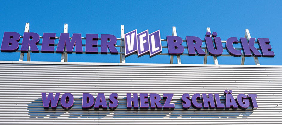 Fußball, Stadiongeschichte VfL Osnabrück Rund um das Stadion an der Bremer Brücke 22.03.2020, Stadion an der Bremer Brücke, Osnabrück, Rund um das Stadion an der Bremer Brücke im Bild Bremer Brücke - Wo das Herz schlägt. Feature Symbol Symbolfoto charakteristisch Detail