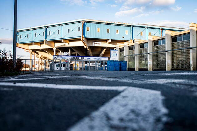 Fußball, Stadiongeschichte Arminia Bielefeld Fußball: 2. Bundesliga, Saison 2019 2020. Außenansicht der Schüco-Arena des DSC Arminia Bielefeld. Copyright: xInderlied Kirchner-Mediax