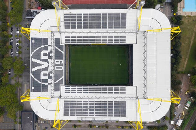 Fußball: 1. Bundesliga, Saison 2019 2020. Außenansicht mit der Drohne vom Signal-Iduna-Park von Borussia Dortmund. Copyright: xChristopherxNeundorf Kirchner-Mediax