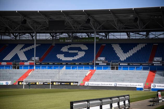 Wegen der Corona-Pandemie laufen zurzeit keine Spiele im Kieler Holstein-Stadion, Fußball, Männer, Holstein Kiel, Stadion, 2. Bundesliga, Saison 2019 2020 Kiel Holstein-Stadion Schleswig-Holstein Germany