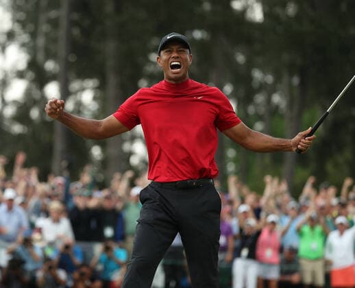 March 30, 2020: FILE: The Masters Tournament, golf s first major championship of the year, will be postponed because of the coronavirus outbreak, Augusta National officials announced. PICTURED: April 14, 2019, Augusta, GA, USA: TIGER WOODS celebrates after winning the Masters during the final round on April 14, 2019, at Augusta National Golf Club in Augusta, Ga. Augusta USA - ZUMAm67_ 20190414_zaf_m67_158 Copyright: xJasonxGetzx