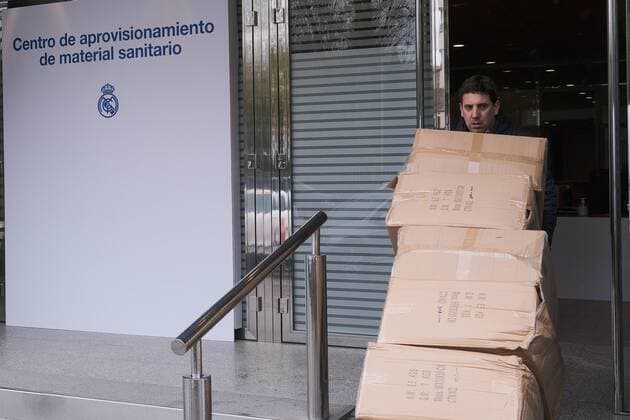 The Santiago Bernabeu Stadium becomes a great logistics center for medical equipment on March 31, 2020 in Madrid, Spain. Cordon Press  xx xx