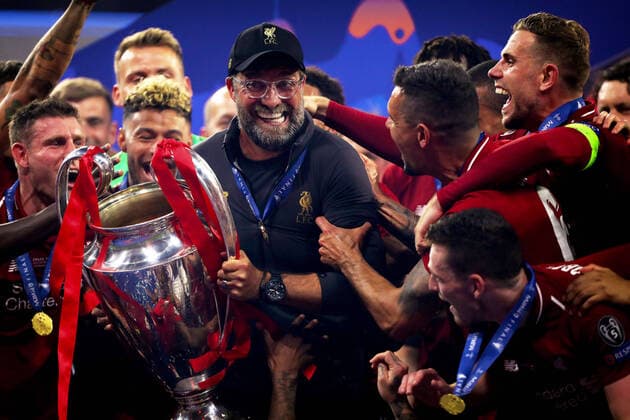 June 1, 2019, Madrid, Spain: Manager of Liverpool, Jurgen Klopp is seen celebrating with the trophy after the UEFA Champions League Final 2019 match between Tottenham Hotspur and Liverpool at Wanda Metropolitano Stadium. Madrid Spain - ZUMAs197 20190601_zab_s197_182 Copyright: xRichardxCalverx