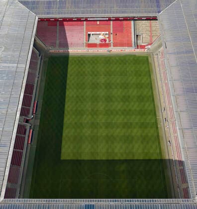 Fußball: 1. Bundesliga, Saison 2019 2020. Außenansicht mit der Drohne vom RheinEnergieStadion vom 1.FC Köln Copyright: xChristopherxNeundorfx xKirchner-Mediax
